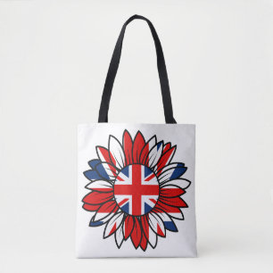 Tote Bag Conception de tournesol de drapeau britannique pou