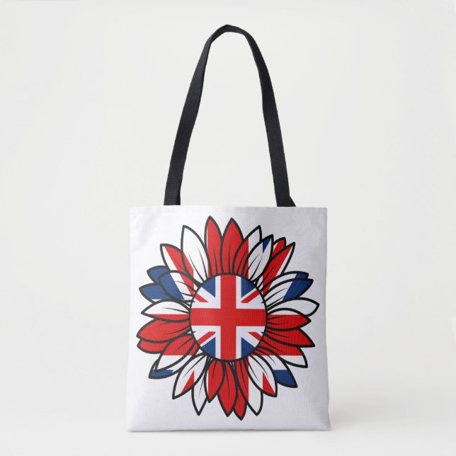 Tote Bag Conception de tournesol de drapeau britannique pou (Devant)