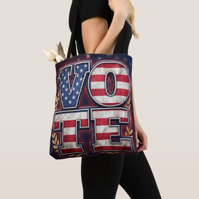Tote Bag Conception de typographie de drapeau américain VOT (De près)