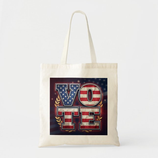 Tote Bag Conception de typographie de drapeau américain VOT (Devant)