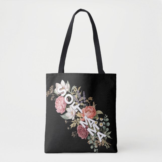 Tote Bag Conception de typographie florale Soft Mama  (Devant)