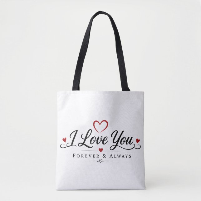 Tote Bag Conception de typographie Je t'aime (Devant)