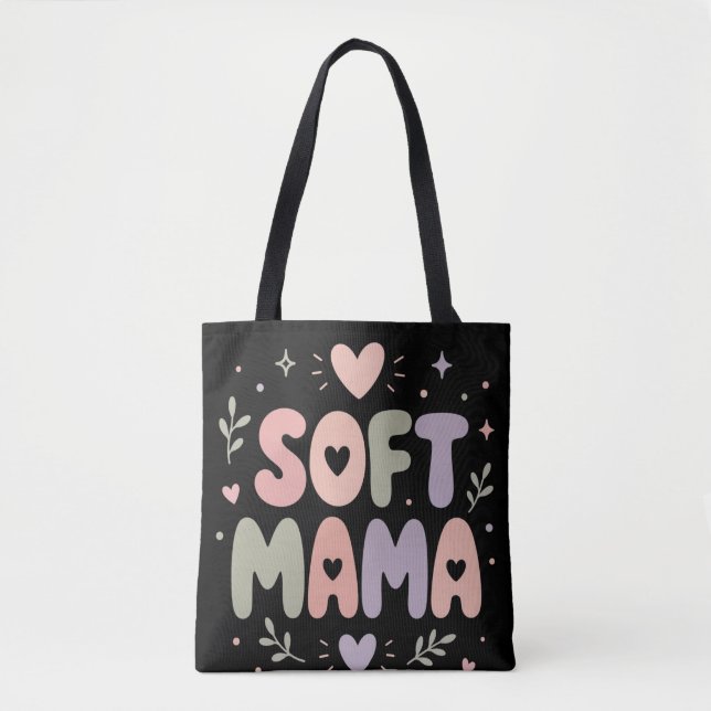 Tote Bag Conception de typographie pastel Soft Mama (Devant)