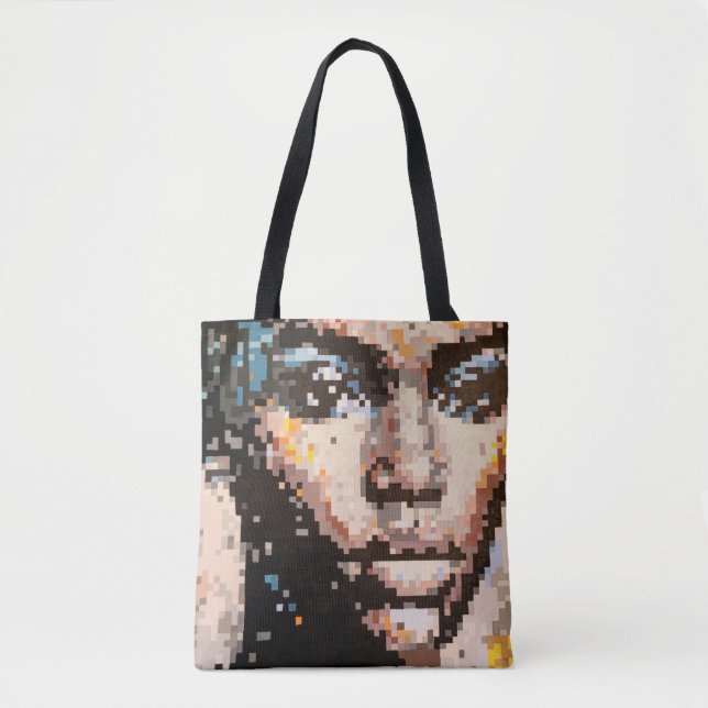 Tote Bag Conception de visage pixel portrait abstrait fémin (Devant)