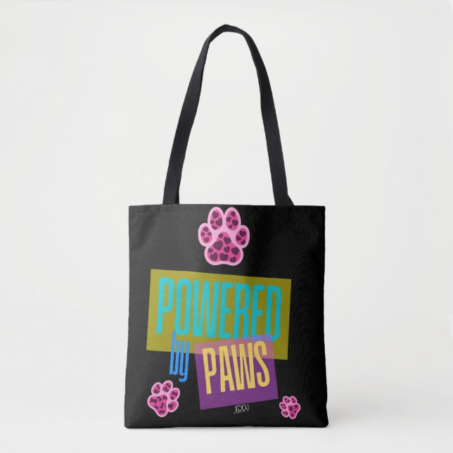 Tote Bag Conception d'empreinte de patte de cœur rose « Pro (Devant)
