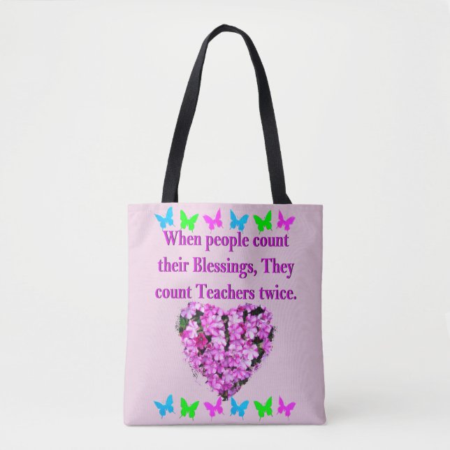 TOTE BAG CONCEPTION D'ENSEIGNANT FLORAL JOLIE ROSE (Devant)