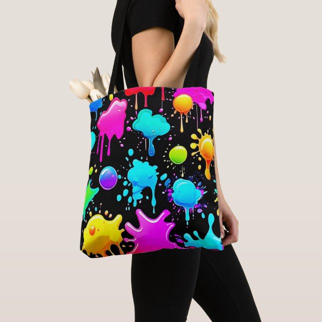 Tote Bag Conception des puces de peinture néon (De près)