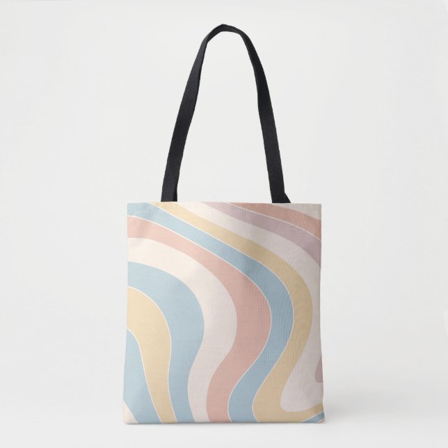 Tote Bag Conception des vagues de style rétro pastel super (Devant)