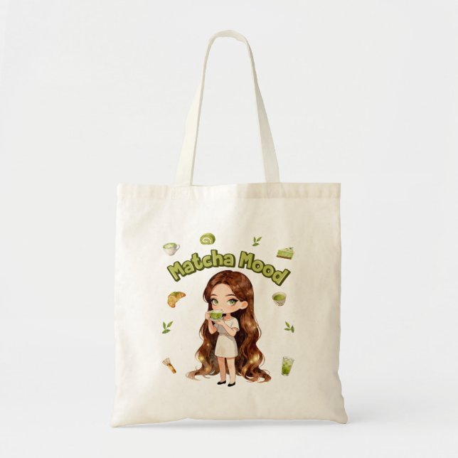Tote Bag Conception d'esthétique Matcha Mood Vibes de thé v (Devant)