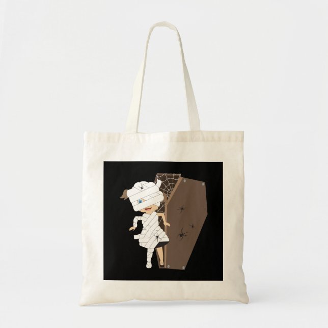 Tote Bag Conception d'Halloween fille mignonne dans un cerc (Devant)