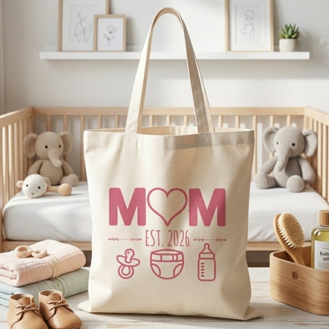 Tote Bag Conception d'icônes pour bébé de l'année de maman  (Créateur téléchargé)
