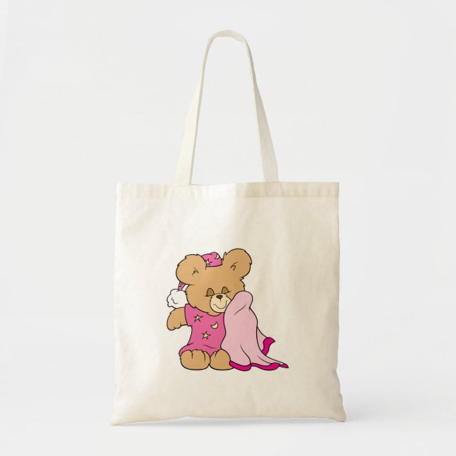 Tote Bag conception d'ours en peluche pour fille nuit endor (Devant)