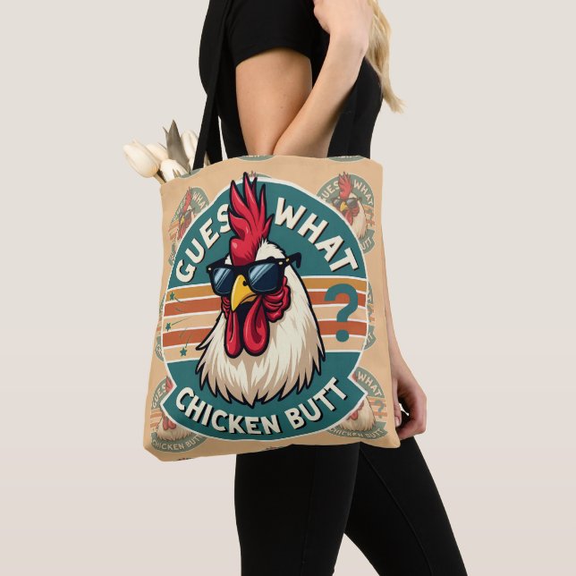 Tote Bag Conception drôle de blague de poulet rétro (De près)