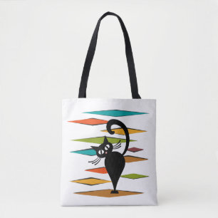 Tote Bag Conception du chat noir du milieu du siècle