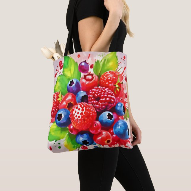 Tote Bag Conception Éclaboussure de Baies d'Été (De près)
