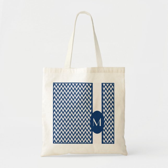 Tote Bag Conception élégante de Chevron de marine avec le (Devant)