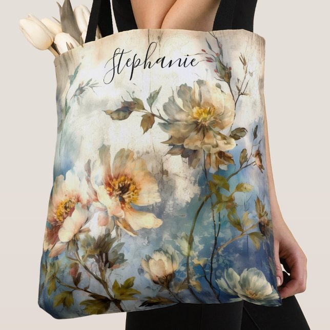 Tote Bag Conception élégante et indigo Bloom balayée par le (Créateur téléchargé)