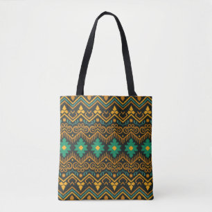 Tote Bag Conception Ethnique De Tissu Ikat Brodé
