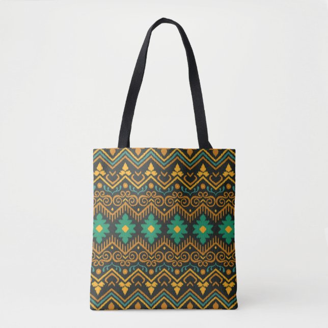 Tote Bag Conception Ethnique De Tissu Ikat Brodé (Devant)