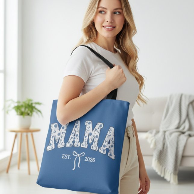 Tote Bag Conception féministe de l'université florale bleue (Créateur téléchargé)