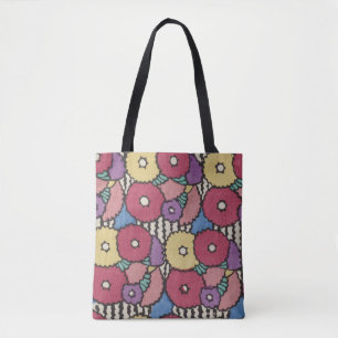 Tote Bag conception florale d'art déco vintage, colorée
