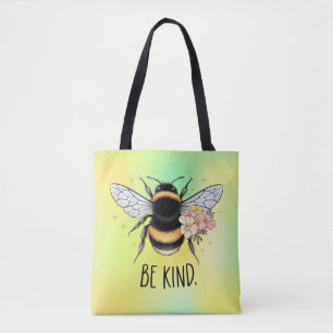 Tote Bag Conception Florale de Fleur Mignonne Abeille Inspi