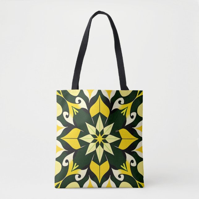 Tote Bag Conception florale géométrique vibrante (Devant)
