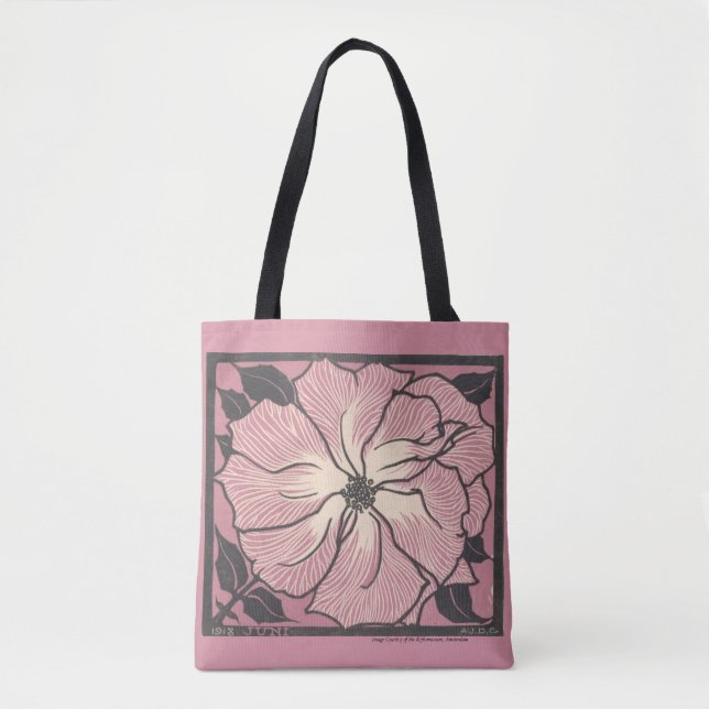 Tote Bag conception florale rose vintage, assez (Devant)