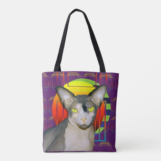 Tote Bag Conception folle de chat avec le chat de Sphynx et (Dos)