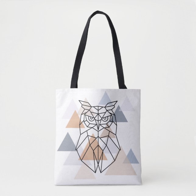 Tote Bag Conception géométrique de hibou (Devant)