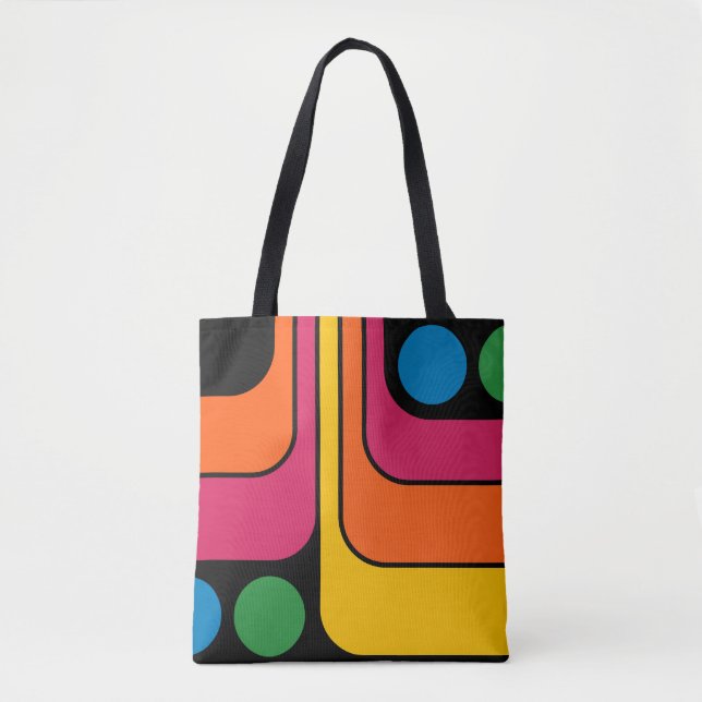 Tote Bag Conception géométrique de style rétro des années 1 (Devant)