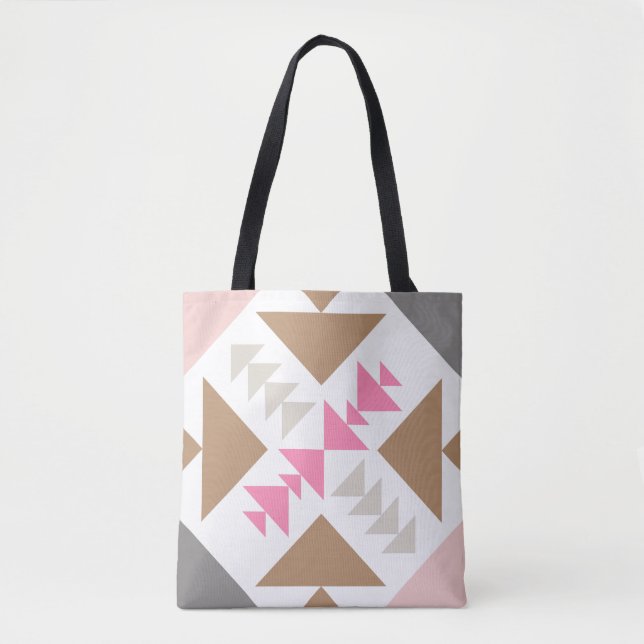 Tote Bag Conception géométrique moderne de courtepointe en  (Devant)