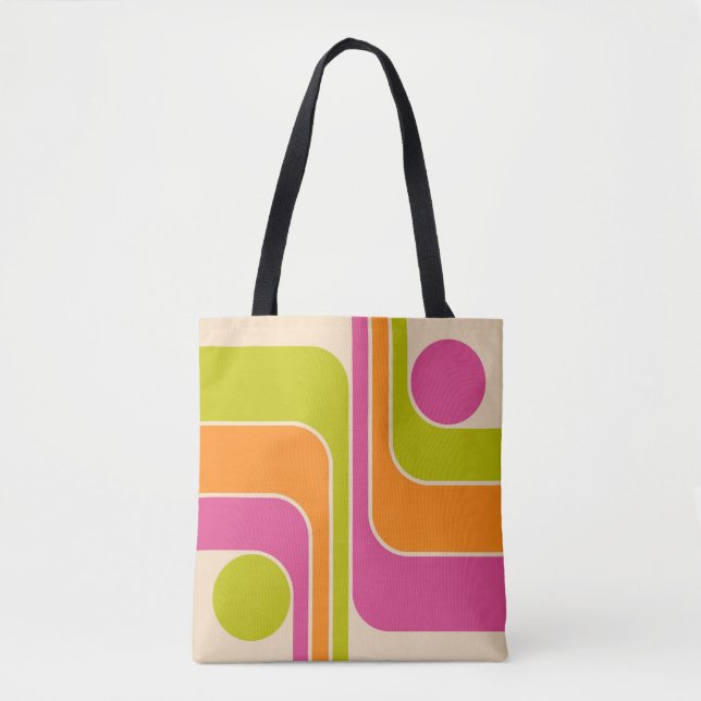 Tote Bag Conception géométrique rétro moderne (Devant)