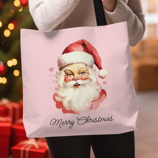 Tote Bag Conception Joyeux Noël Santa Rose Vintage (Créateur téléchargé)