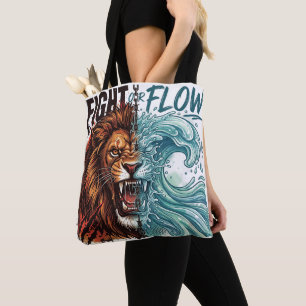 Tote Bag Conception Lion et vague d'eau de Combat ou de Flu