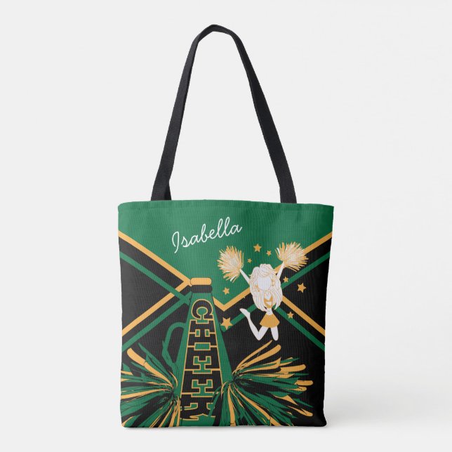 Tote Bag Conception mignonne verte, noire et d'or de (Dos)