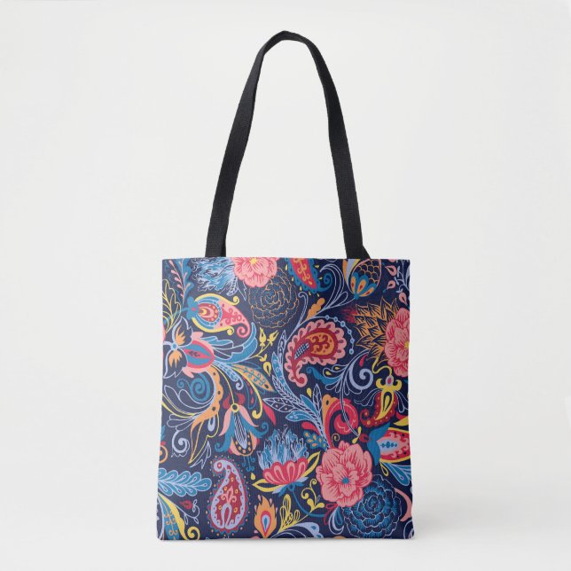 Tote Bag Conception Motif vintage Paisley sans faille (Devant)