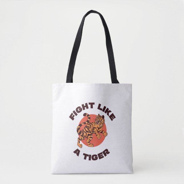 Tote Bag Conception Motivationnelle Combattre Comme un Tigr (Devant)