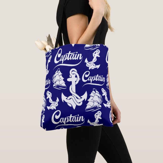 Tote Bag Conception nautique d'ancre de voilier capitaine (De près)