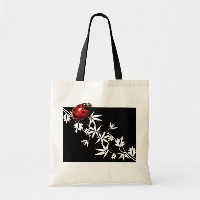 Tote Bag Conception noire de coeur de coccinelle de (Devant)