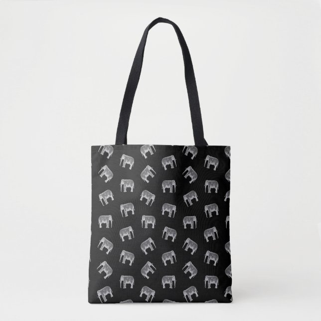 Tote Bag Conception noire et blanche de rétro d'éléphant (Devant)
