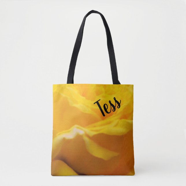 Tote Bag Conception personnalisée de fleur de rose jaune (Devant)
