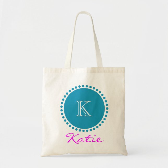 Tote Bag Conception personnalisée par monogramme bleu (Devant)