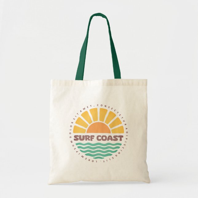 Tote Bag Conception Rétro de Plage au Coucher du Soleil sur (Devant)
