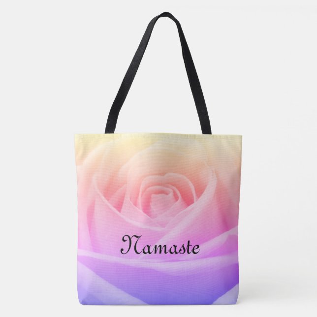 Tote Bag Conception rose de Namaste de joli arc-en-ciel (Devant)