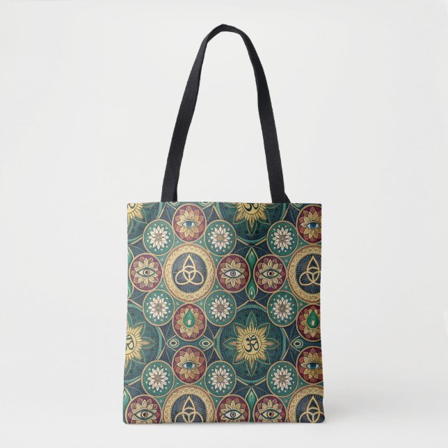 Tote Bag Conception Sacrée Mystique - Motif de Mandala Spir (Devant)