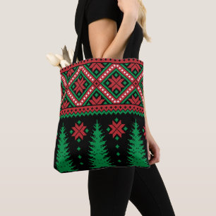 Tote Bag Conception Traditionnelle D'Arbre De Noël Et De Fl