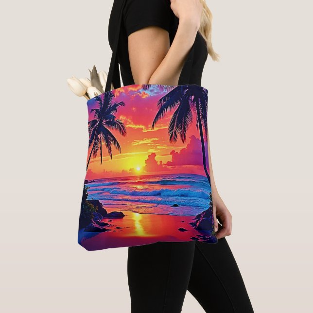 Tote Bag Conception Tropical Sunset Paradise (De près)