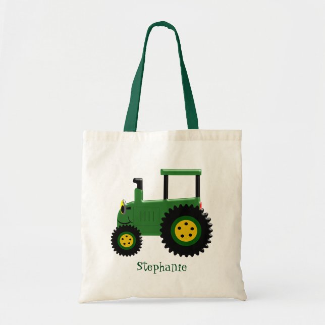 Tote Bag Conception verte personnalisée de tracteur (Devant)