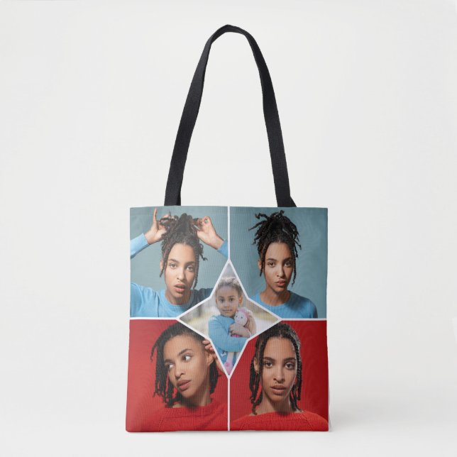 Tote Bag Concevez Votre Propre Collage de 5 Photos (Devant)